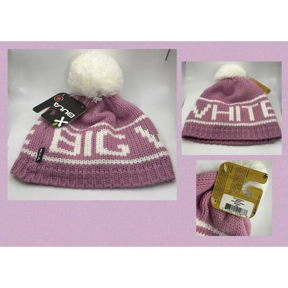 NEW NWT BULA S/M‎ Big White Beanie Pom Pom Knit Hat Winter Ski Snowboard Women
